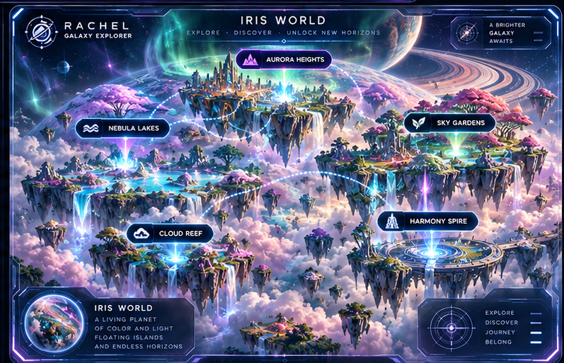 Iris World map with five destinations